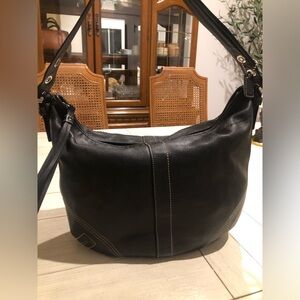 Vintage Coach Slouchy Soho Hobo Black Leather #8A03 w/Accent Stitching & Hangtag